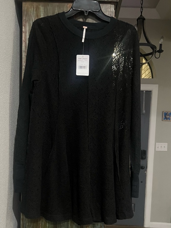 Free People Dresses & Skirts - Free People Black Tunic Sweater dress size Medium brand new with tag .